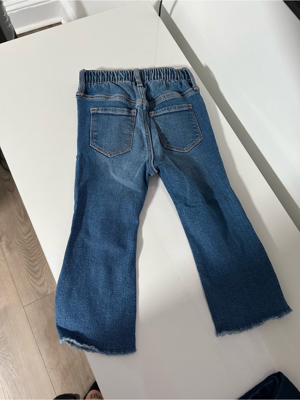 Old Navy Blue Elastic-Waist Flare Jeans with Raw Hem